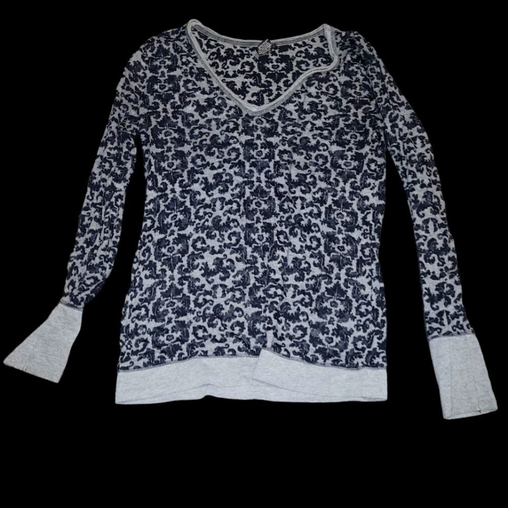 Vanity Black and Grey Long Sleeve Sheer Shirt Size Large